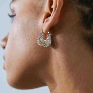 Gold and Silver Crystal Hoop Earrings (Gold-tone)